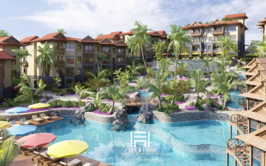 Бассейн с пальмами в экстерьере ЖК HAWAII