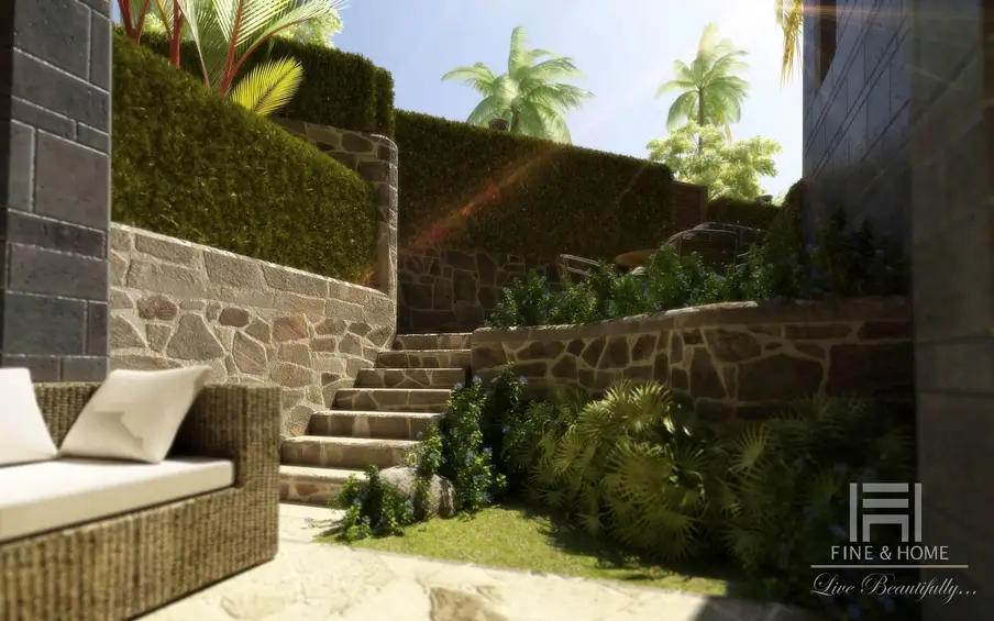 Каменная лестница в экстерьере ЖК HAWAII