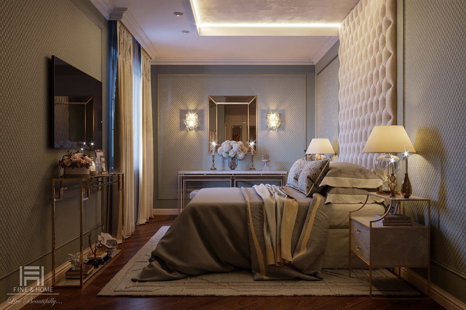 Дизайн интерьера спальни в квартире в Минске - проект студии Fine and Home