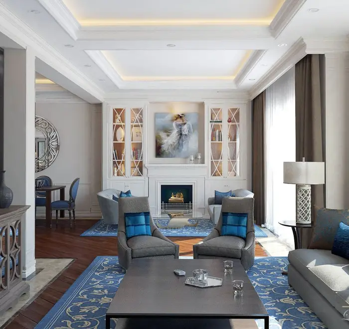Гостиная с элементами классического стиля - проект студии Fine and Home
