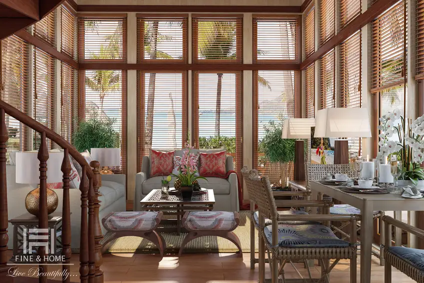 Деревянные элементы гостиной в бунгало