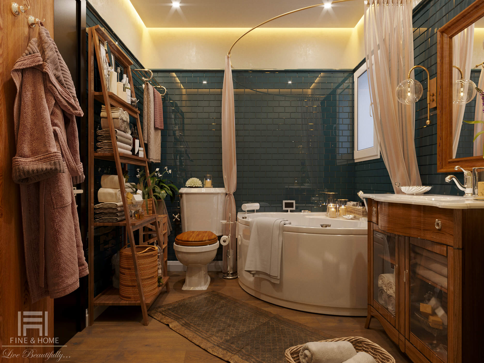 Дизайн ванной комнаты с элементами ретро